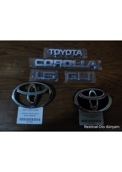 Toyota Corolla 1.6 Gli AE101 Kasa Ön ve Arka Logo Seti 1992-1997 Modeller Için indirimleri