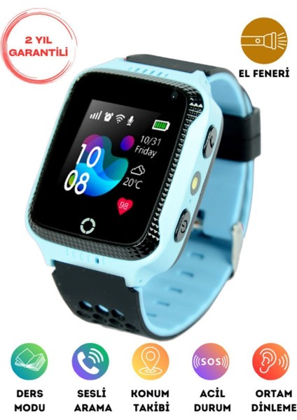 Mavi Uzak Akıllı Çocuk Saati Gps ile Güvenli Konum Takibi
