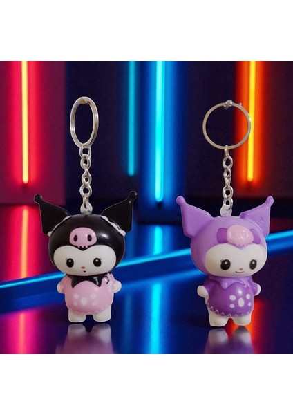 2 Adet Mini Mor Siyah Kuromi Sukuşi Anahtarlık Duyusal Oyuncak Kuromi Oyuncakları Yılbaşı Hediyeleri