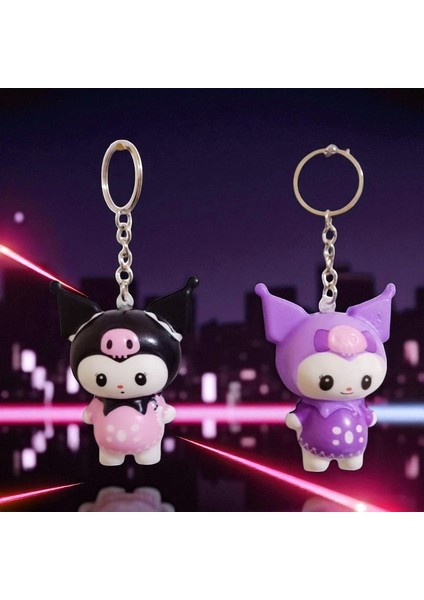 2 Adet Mini Mor Siyah Kuromi Sukuşi Anahtarlık Duyusal Oyuncak Kuromi Oyuncakları Yılbaşı Hediyeleri
