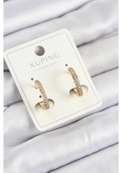 Xuping Zirkon Taşlı I Model Gold Renk Kadın Küpe