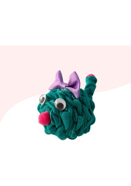 Çıngıraklı Örme Kedi Oyuncağı 9cm Yeşil