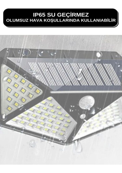 Siyah 100 LED Solar Hareket Sensörlü Bahçe ve Ev Aydınlatma Lambası