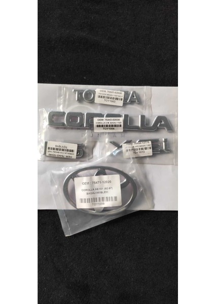 Toyota Corolla Bagaj Yazısı 1.6 ve Xli Yazı ve Arka Bagaj Arması 1992 - 1997 Efsane Kasa fiyatları