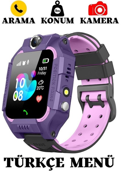 Mor Renkli, Kamera Özellikli Akıllı Çocuk Takip Saati fiyatları