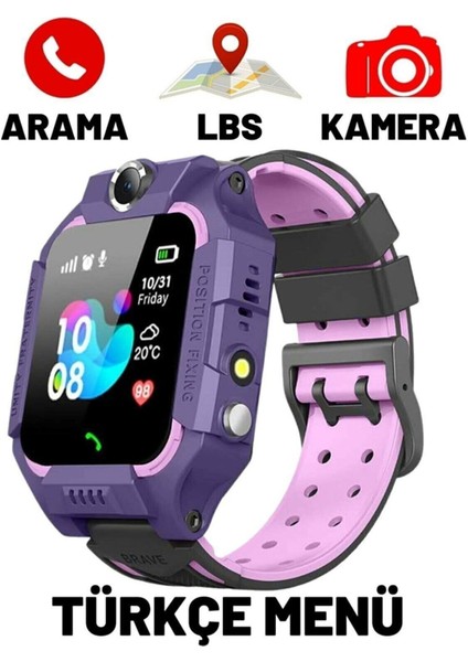 Mor Renkli, Kamera Özellikli Akıllı Çocuk Takip Saati modelleri