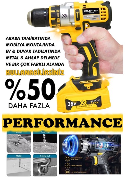 Çift Akülü Matkap 36V 5AH Metal Şanzıman Çelik Mandren Vidalama modelleri