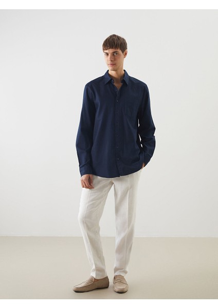 Yeni Sezon Slim Fit Keten Karisimli Erkek Pantolon - S5EE50Z8