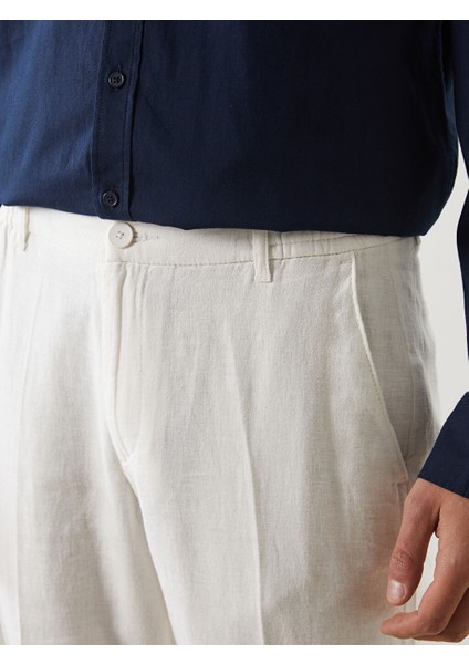 Yeni Sezon Slim Fit Keten Karisimli Erkek Pantolon - S5EE50Z8 modelleri