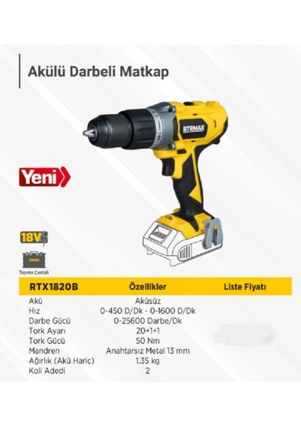 Akülü Darbeli Matkap 50NM, Güçlü ve Pratik, Şarj ve Akü Hariç fiyatları