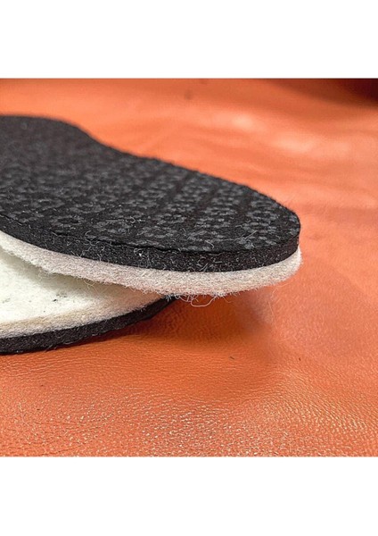 6 Çift Beyaz Yün Keçe Kaydırmaz Patik Tabanı, 3 Katlı Delikli Hobi Örgü Taban