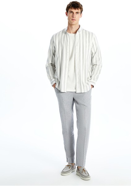 Yeni Sezon Slim Fit Keten Karisimli Erkek Pantolon - S5EE50Z8