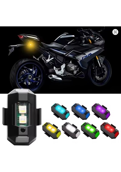 Bakgelal 7 Renkli USB Şarjlı Çok Amaçlı Çakarlı LED Işık | Bisiklet, Motosiklet, Drone, Evcil Hayvan ve Güvenlik Için Gece Görünürlük Lambası