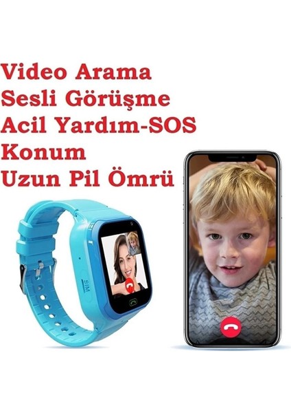 Mavi Renkli Çocuk Akıllı Saat, Gps ve 4g ile Güvenli ve Eğlenceli Kullanım fiyatları