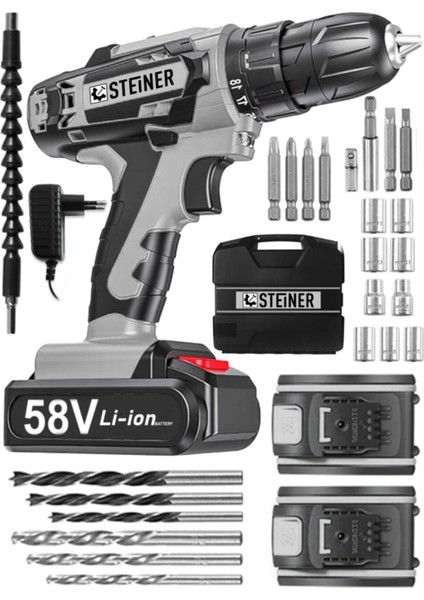 Çelik Motorlu, Darbeli, Çift Akülü, Profesyonel Vidalama Matkap