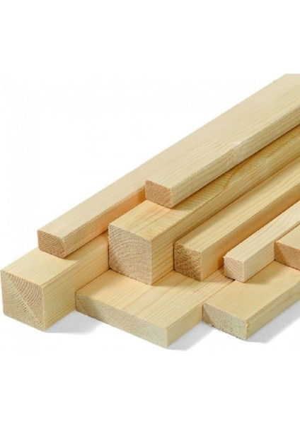 2X2X50 cm Ahşap Çıta Seti, 10 Adet, Taslak ve Planyalı Kereste
