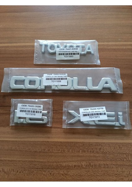 Toyota Corolla Bagaj Yazısı 1.6 ve Xei Yazı 1992 - 1997 Yılları Arası Uyumludur modelleri