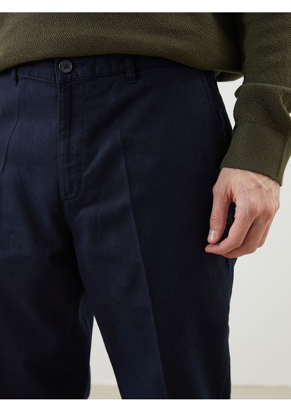 Yeni Sezon Standart Kalip Keten Karisimli Erkek Pantolon - S59739Z8