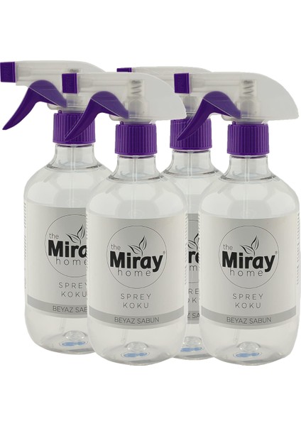 Beyaz Sabun Kokulu Oda Spreyi – Ev, Ofis ve Araba Için Temiz ve Ferah Koku – 500 ml x 4 Adet