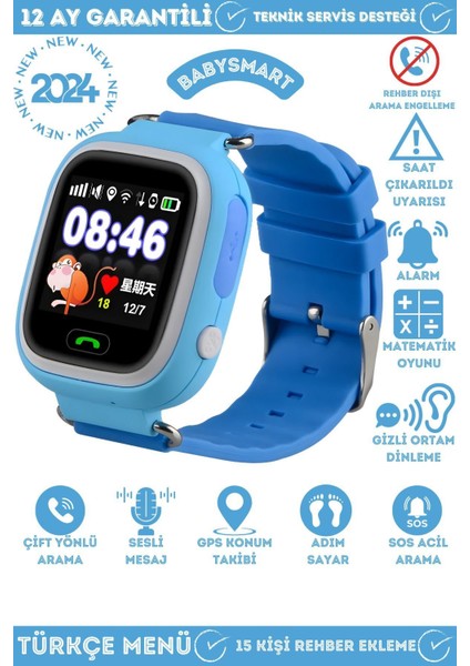 Mavi Renkli Çocuklar Için Akıllı Gps Takip Saati, Güvenle Izlemenin Keyfi