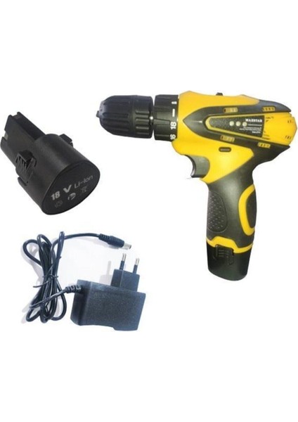 Işıklı 18V 1.3AH Li-Ion Çift Akülü Şarjlı Vidalama Takımı