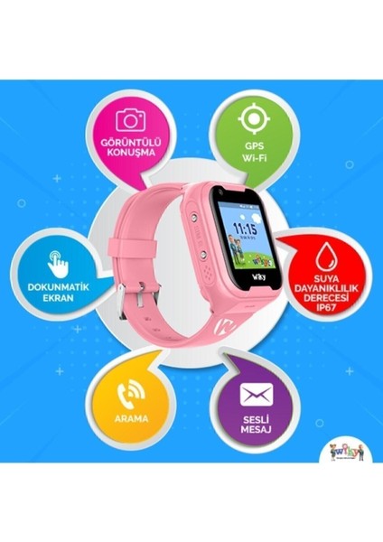 4g Çocuk Akıllı Saat Pembe Görüntülü Konuşma ve Takip Özelliği modelleri