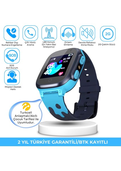 Yerli Çocuk Akıllı Saat, Konum ve Sesli Görüşme Özellikli, Btk Onaylı, Yeşil Renk