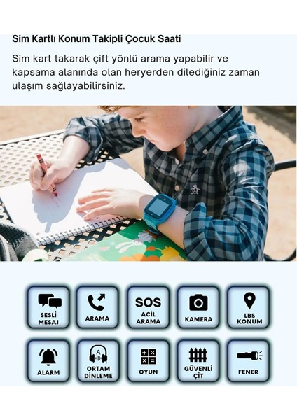 Çocuklar Için Akıllı Saat, Konum Takipli, Siyah, Güvenli ve Eğlenceli Kullanım fırsatları