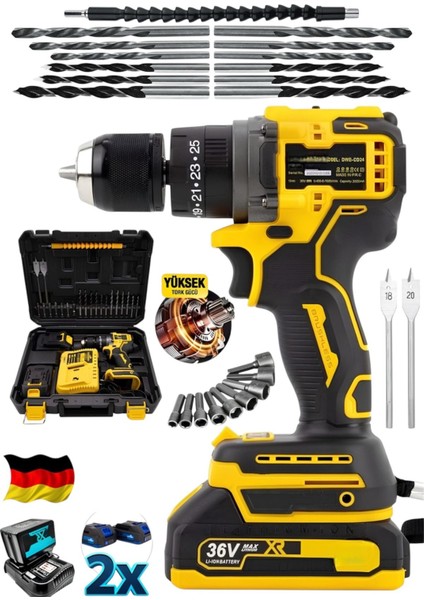 Şarjlı 990F Kömürsüz Metal Mandren Akülü Darbeli Matkap 10MM