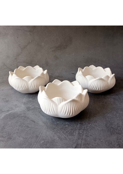 Dekoratif Lotus Çiçekli Mumluk Takı Tabağı Tealight Mumluk