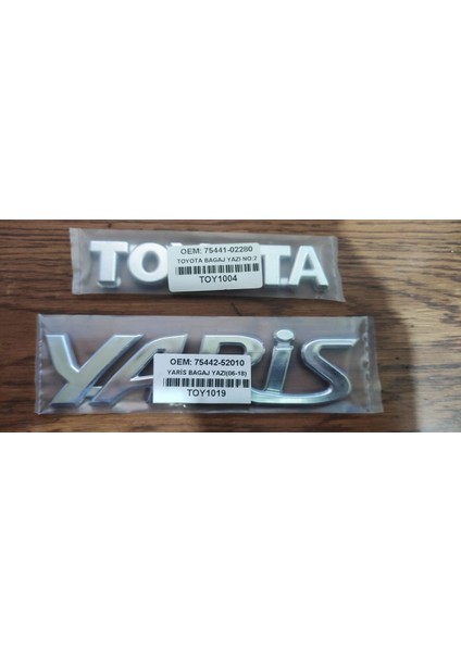 Toyota Yaris Bagaj Yazısı 2001 - 2017 Toyota Yaris Bagaj Yazısı