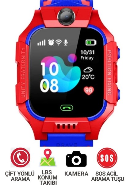 Kırmızı Akıllı Çocuk Saati, Konum Takipli, Sim Kartli, Lbs ve Sos Özellikli fiyatları