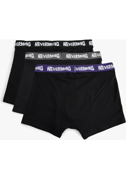 Yeni Sezon 3'lü Boxer Seti Oversize Slogan Baskılı Pamuklu