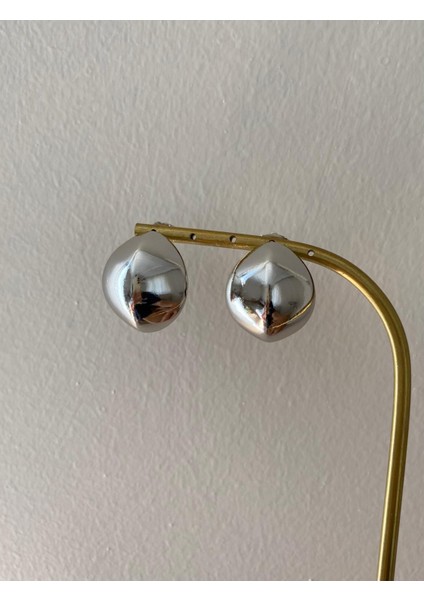 Xuping Elips Şerit Plaka Silver Küpe