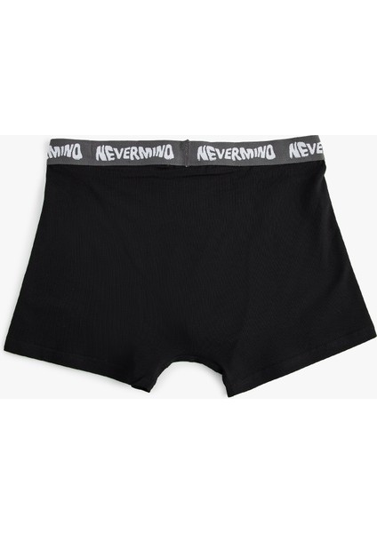 Yeni Sezon 3'lü Boxer Seti Oversize Slogan Baskılı Pamuklu