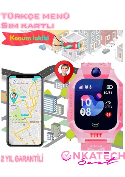 Suya Dayanıklı Renkli Çocuk Akıllı Takip Saati