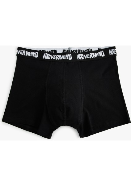 Yeni Sezon 3'lü Boxer Seti Oversize Slogan Baskılı Pamuklu