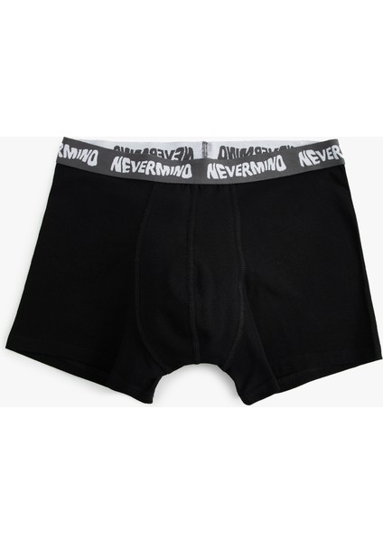 Yeni Sezon 3'lü Boxer Seti Oversize Slogan Baskılı Pamuklu