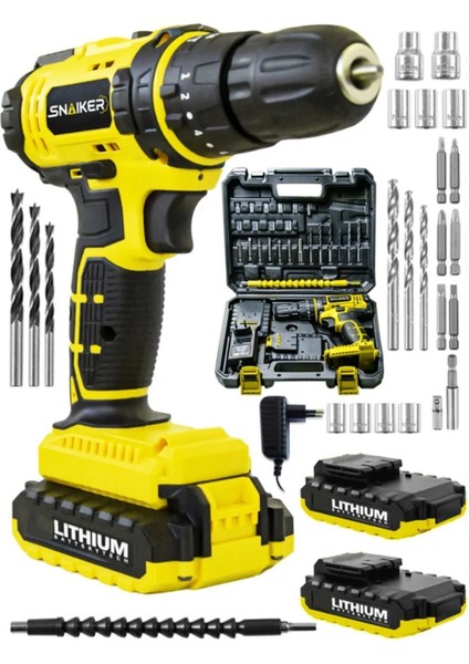 12V R Darbesiz Metal Şanzıman Çift Akülü Vidalama Seti 24 Parça