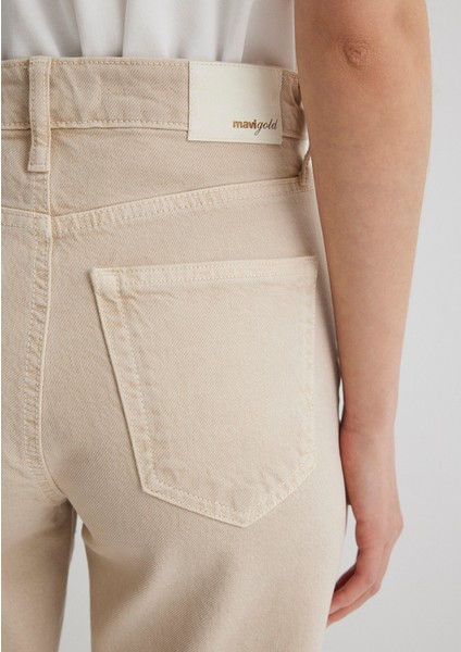 Martha Gold Premium Taşlı Krem Jean Pantolon 1010928-88600
