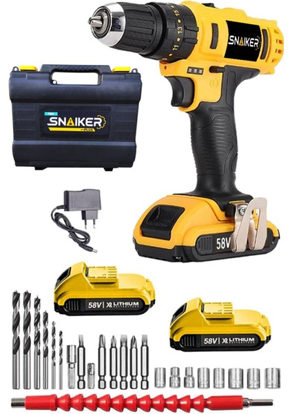 12V Çift Metal Şanzımanlı Akülü Vidalama Seti 24 Parça Uç