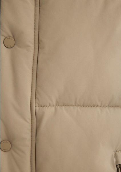 Kapüşonlu Bej Şişme Yelek 0110306-86749