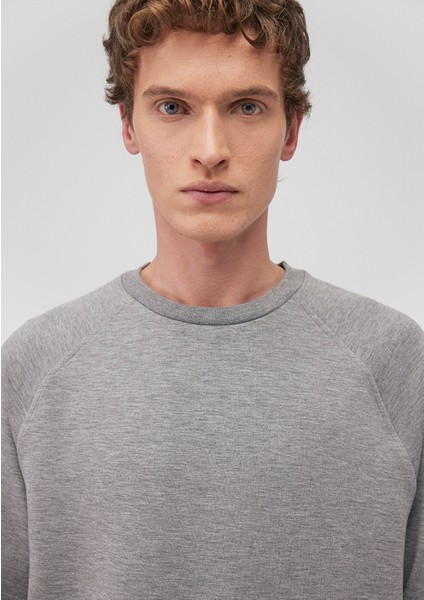 Bisiklet Yaka Gri Basic Sweatshirt 0S10295-80018