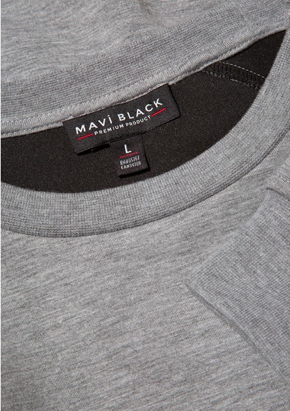 Bisiklet Yaka Gri Basic Sweatshirt 0S10295-80018