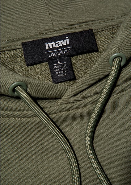 Mavi Logo Baskılı Kapüşonlu Haki Sweatshirt 0611317-71546