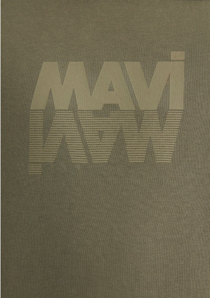 Mavi Logo Baskılı Kapüşonlu Haki Sweatshirt 0611317-71546