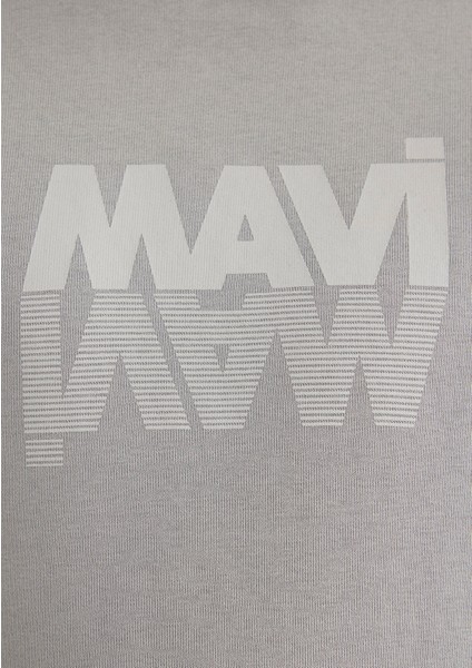 Mavi Logo Baskılı Kapüşonlu Gri Sweatshirt 0611317-70103