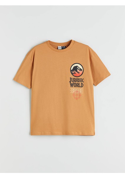 Yeni Sezon Bisiklet Yaka Jurassic World Baskili Erkek Cocuk Tisort - S5IP03Z4