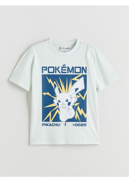 Yeni Sezon Bisiklet Yaka Pikachu Baskili Erkek Cocuk Tisort - S5IP09Z4