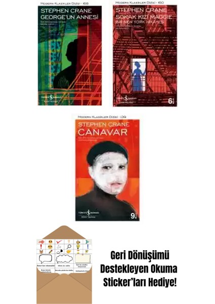 Stephen Crane 3 Kitap Seti + Okuma Sticker'ları